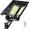 INTELAMP Faretto LED da Esterno Solare 12500mAh 3000LM Faro led Esterno con Pannello Solare con Sensore di Movimento Telecomando, Luce Bifacciale Lampione IP65 Impermeabile Adatta per Giardino Garage