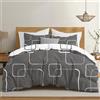 Dreamzie Copripiumino Matrimoniale 260x240 cm con 2 Federe 65x65 cm - Motivo Geografico Grigio - Set Copripiumino Matrimoniale 260x240