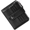 BTNEEU Uomo Donna Porta Carta di Credito Pelle RFID Blocco Portafoglio Pelle Piccolo, Porta Carta Slim con Tasca Portamonete Piccolo Portamonete in Pelle con 9 Slot per Carte, nero, Petit, Classico