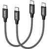 RAVIAD Cavo USB C USB C Corto [2Pezzi, 30cm], 60W 20V/3A Cavo USB Type-C Nylon di Ricarica Rapida Cavo USB C a USB C per iPhone 16 15 Pro Max, Samsung Galaxy S24/S23/S22/S21/S20, Google Pixel, OnePlus