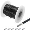 QUARKZMAN 30M x 1mm (98Ft x 3/64") Fune Metallico Cavo Acciaio Inossidabile 304, Tenditore Tirante con 6pz Manicotti Alluminio per Appendere Stendibiancheria Sollevamento, Nero