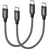 RAVIAD Cavo USB C USB C 100W Corto [2Pezzi 0.3M] Cavo USB Type-C PD3.0 5A Ricarica Rapida Nylon Cavo Tipo C Caricabatterie Cellulare per iPhone 16 15 Pro Max, Galaxy S24 S23 S22, iPad Pro, MacBook Air