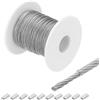 QUARKZMAN 100Ft(30M) Cavo Metallico Cavo in Acciaio Inossidabile 304 3/64"(1mm) Rivestito in Vinile con 10pz Maniche in Alluminio per Appendere, Stendibiancheria, Sollevamento Trasparente