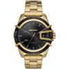 Diesel Orologio Caged da uomo, movimento a tre lancette con data, cassa in acciaio inossidabile dorato da 46 mm e bracciale in acciaio inossidabile, DZ1949