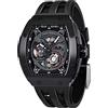 TSAR BOMBA Orologi da Uomo Automatico Meccanico Orologio da Uomo Scheletro Impermeabile Analogico Orologio da Polso Tonneau Orologi Regalo Quadrante Grande Orologio Fresco con Cinturino in Gomma FKM