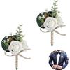 Huilimei 2 occhielli artificiali rosa da uomo, con spilla e clip, fiori artificiali per sposa, damigella d'onore, corpetto bianco per matrimonio