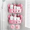 TAILI Scaffali Angolo Doccia 2 Pezzi Porta Shampoo Angolare per Bagno, Scaffalatura Angolo Doccia Senza Fori, Ripiano Triangolo per in Plastica, Organizzatore Bagno, Rosa