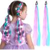 Hopton 2 pezzi di capelli sintetici da intrecciare, 75 cm, 3 ciocche di capelli per capelli intrecciati, extension con elastico per capelli, treccia intrecciata, ciocche di capelli colorate per bambini for