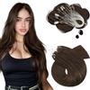 Moresoo Extension Microring Capelli Veri Cioccolato Invisibili Remy Umani Extension Capelli Veri Anelli Marrone Scuro 50 Ciocche 50g 40 cm #4