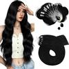 Moresoo Extension Microring Capelli Veri Neri #1 35cm 50g 50 Ciocche | Anellini Nascosti, Integrazione Ottimale, Stile Per Donna, Acconciatura Da Cerimonia, Effetto Lucente, Splendore