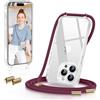 GOODVISH Cover Trasparente con Cordino per iPhone 14 Pro Max, Rosso vino | Custodia con Regolabile Laccio Tracolla, [Antiurto] [AntiGraffio] [Antiscivolo] Case con Collana per iPhone 14 Pro Max 6.7