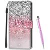 MadBee Custodia Compatibile con Huawei Honor 9 Lite, Portafoglio Creativo Colorato Libro Pelle PU Flip Caso Magnetica Supporto Cover per Huawei Honor 9 Lite (Paillettes)