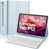 FOGARI Tastiera per Lenovo P12 da 12,7 pollici, Keyboard ltaliana Senza fili, Bluetooth Rimovibile Custodia con Tastiera per Lenovo Tab P12 12,7 2023, Cielo Blu