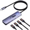 QUUGE Hub USB C 10Gbps, Dati Hub con 4× USB-C 3.2 Gen 2, Adattatore USB-C in Alluminio con Cavo in Nylon da 1 m e LED, Plug & Play per MacBook Air M4, ThinkPad X1, XPS 13, iPhone 15, Galaxy S25