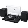 Qlearsoul SoulBox S1 Giradischi con Altoparlanti Stereo, Giradischi Bluetooth, Lettore Vinile con Preamp Integrato, Braccio a S, 33/45 RPM (Nero)