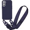 MBSLFY Cover Cordino per Samsung Galaxy S22 Plus Custodia con tracolla, Regolabile Cellulare Girocollo Case con Collana TPU Corda Silicone, Blu navy