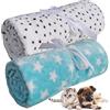 LeerKing 2 Pezzi Coperta per Cani Gatto Lavabile Soffice Copertina pile Morbido Stuoia Letto Cucciolo Animali 75 x 100 cm Blu Bianco