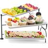 Lifewit Vassoio da Portata 3 Piatti, Vassoio Plastica Rettangolo 36×17cm, Alzate per Buffet Dolci, Portafrutta da Tavolo, Cucina Decorativo, Vassoi e Piatti con Ripiani, Rastrelliera in Metallo Nero