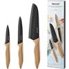 hecef Coltelli da Cucina 3 Pezzi, Coltello da Cucina Professionale con Impugnatura Soft-Touch, Affilati Lama in Acciaio Inox (Coltello Santoku, Multiuso e Spelucchino)