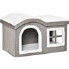 Pawhut Casetta per Gatti da Interno con 2 Entrate e Finestra, Cuscino e Base Antiscivolo, 63.5x37x40cm, Grigio