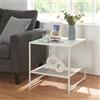 [en.casa] Tavolino Laterale da Divano Comodino in Acciaio con 2 Piani Mobiletto Notturno da Letto Tavolino da caffè Tavolo Basso Moderno Industriale 51 x 51 x 51 cm - Bianco Opaco