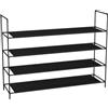 Sekey Scarpiere 4 Ripiani in TNT - Sovrapponibile e Compatto, Struttura Metallo-Tessuto per 20-24 Paia (98,5×27,5×75 cm, Nero)