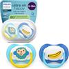 AVENT Philips Avent Ultra Start Ciuccio - Design ortodontico, per neonati 6-18 mesi, tettarella simmetrica in morbido silicone, senza BPA, con custodia per la sterilizzazione, confezione da 2, SCF080/26