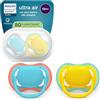 AVENT Philips Avent ultra air chupetes: diseño anatómico, para bebés a partir de 18 meses, tetina simétrica de silicona suave, sin BPA, con estuche esterilizador, paquete de 2, SCF349/57
