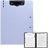 FRETONBA Portablocco A4 con doppie clip, cartellina pieghevole con coperchio, cartella portadocumenti in plastica, organizer personale leggero adatto per scuola, ufficio, industria, viola