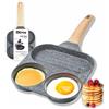 IPEA Padella Pancake Antiaderente per INDUZIONE o Fornello a GAS - 21 cm - Padella Anti Aderente in Alluminio Per Frittata, Crepes, Uova, Hamburger - Padella da Cucina con 3 Stampi - Manico Comfort