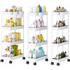 Shrivee Shirvee 3PCS Carrello con Ruote a 4 Ripiani Mobile Rotelle Salvaspazio Storage Rack Bagno Cucina per Portavivande Portafrutta (Bianco)