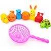 Happium Bagno Squeaky Toys Mini Animali in gomma Confezione da 7 Squeaky Giocattoli con Rete di Cattura, Bagno Giocattolo Piscina Piscina Gioco Estate Acqua Divertimento Giocattoli per Bambini