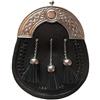 SITARAZ Kilt Sporran Cross Chain 3 nappe, pelle nera con cintura a catena, Cantle design tradizionale per gli uomini STRZ-007, Nero , 85