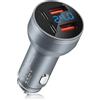 AIYEEN Caricabatterie da auto AIYEEN USB-C interamente in metallo da 126 W, adattatore per caricabatteria da auto rapido a 4 porte con doppio PD da 45 W e doppio QC3.0 da 18 W USB-A, grigio