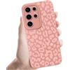 Coalbooliy Custodia Per Samsung Galaxy S25 Ultra 5G 6,8'', Cellulare Rosa Silicone Morbido Cover per telefono Aesthetic Modello Leopardato Disegni Protezione Fotocamera Antiurto Protettiva Case, 07