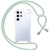 Pnakqil Cover per Samsung Galaxy S25 Ultra con Cordino, Trasparente Custodia con Laccio Tracolla Cellulare Girocollo Collana Protettiva per Samsung S25 Ultra 6.8 Pollic, Verde
