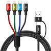 Minlu Multi Cavo di Ricarica, 4 in 2 Cavo USB Multiplo con Trasferimento Dati[3,5A 1,8M] Cavo di Ricarica Multiplo Nylon Intrecciato,USB A/C a Lightning/Tipo C/Micro per iPhone/Galaxy/Android/Tablet