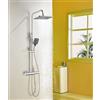 Baollansa Colonna Doccia Con Miscelatore Termostatico,Asta 88-125cm Doccia Quadrato Set Sistema Doccia Miscelatore Termostatiico 38℃ Doccetta 3 Funzioni per Bagno（cromo）