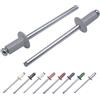 Marcopol Confezione da 100 rivetti ciechi verniciati 4,0 x 10 mm, con testa a cupola, DIN 7337, rivetti in alluminio e mandrino in acciaio, rivetti pop (100, grigio finestra RAL 7040)