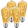 DUTSUGUAR Edison Lampadina Vintage E27 LED Vintage Dimmable 4W ST64 Lampadine E27 Bianco Caldo, Lampadina LED Ideale per Nostalgia Decorativa e Retro Illuminazione, Vetro Ambra-4 pezzi(BT1)
