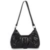 Winsegom Piccola borsa a tracolla da donna, stile punk Y2K, borsa a tracolla in morbida pelle PU, borsa hobo vintage con cerniera in metallo, borsa per pendolari per appuntamenti e shopping, Nero , standard