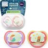 AVENT Philips Avent chupetes ultra air para la noche: diseño anatómico, para bebés a partir de 18 meses, brillo en la oscuridad, tetina simétrica de silicona extrafirme, sin BPA, paquete de 2, SCF376/33