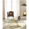 STONES HOME FURNITURE, Tavolino Salotto Moderno con Base in Pietra Fossile White Agata e Top in Vetro Rettangolare, Modello Dove, Colore Beige, 70 x 120 x h 40 cm