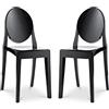 Iconik Interior Ghost Style - Set di 2 sedie da pranzo trasparenti Victoria Queen, colore: Nero