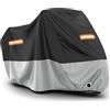 Favoto Telo Coprimoto Esterna Impermeabile - Copertura per Moto XXXL Oxford Antipolvere Protezione UV con Foro per Lucchetto Fibbia Antivento 265x105x125cm Nero Argento