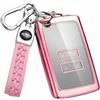 MEDZUK Custodia per Chiave Compatibile con Renault Captur 2 2019-2024 2025 Cover Chiave Auto, Guscio Chiave TPU con Portachiavi Accessori Protezione (Rosa)