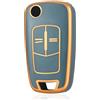 OFF WE GO Custodia Chiave Cover Chiave Guscio Chiavi per Opel Vauxhall Astra Antara Corsa Zafira Vectra Tigra B Coprichiave Macchina TPU Copri Chiavi Telecomando Auto Portachiavi, Oro Blu