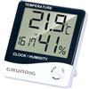 Grundig Stazione meteo digitale, termometro e igrometro per interni ed esterni, stazione meteo radio con allarme e orologio, display LCD, 9,5 x 10,5 x 2 cm, bianco/nero