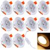 hejun HJ 10 faretti da incasso a LED da 3 W, per il soggiorno, colore bianco caldo, piatti, rotondi, da incasso, 230 V