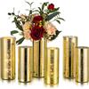 Glasseam Vaso cilindrico in vetro dorato: set di 6 vasi da fiori moderni per centrotavola, portacandele al mercurio per candele a colonna, vasi decorativi per fiori, decorazione per matrimoni e cene